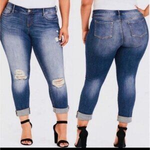 Torrid Jeans Ex Boyfriend Distressed Blue Denim Women's WOMAN'S Size 14